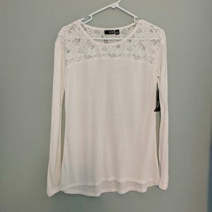 White long sleeve top with lace